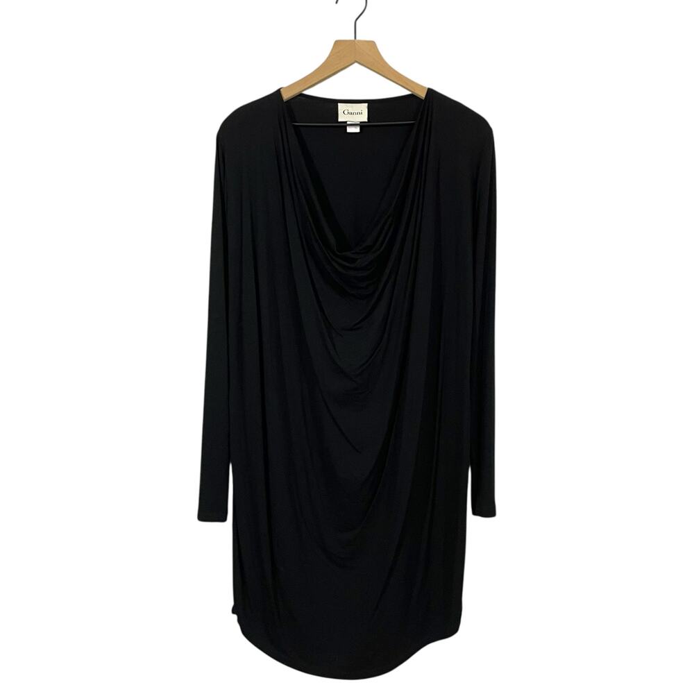 GANNI for Anthropologie Barney Draped Dress - Black - Medium
